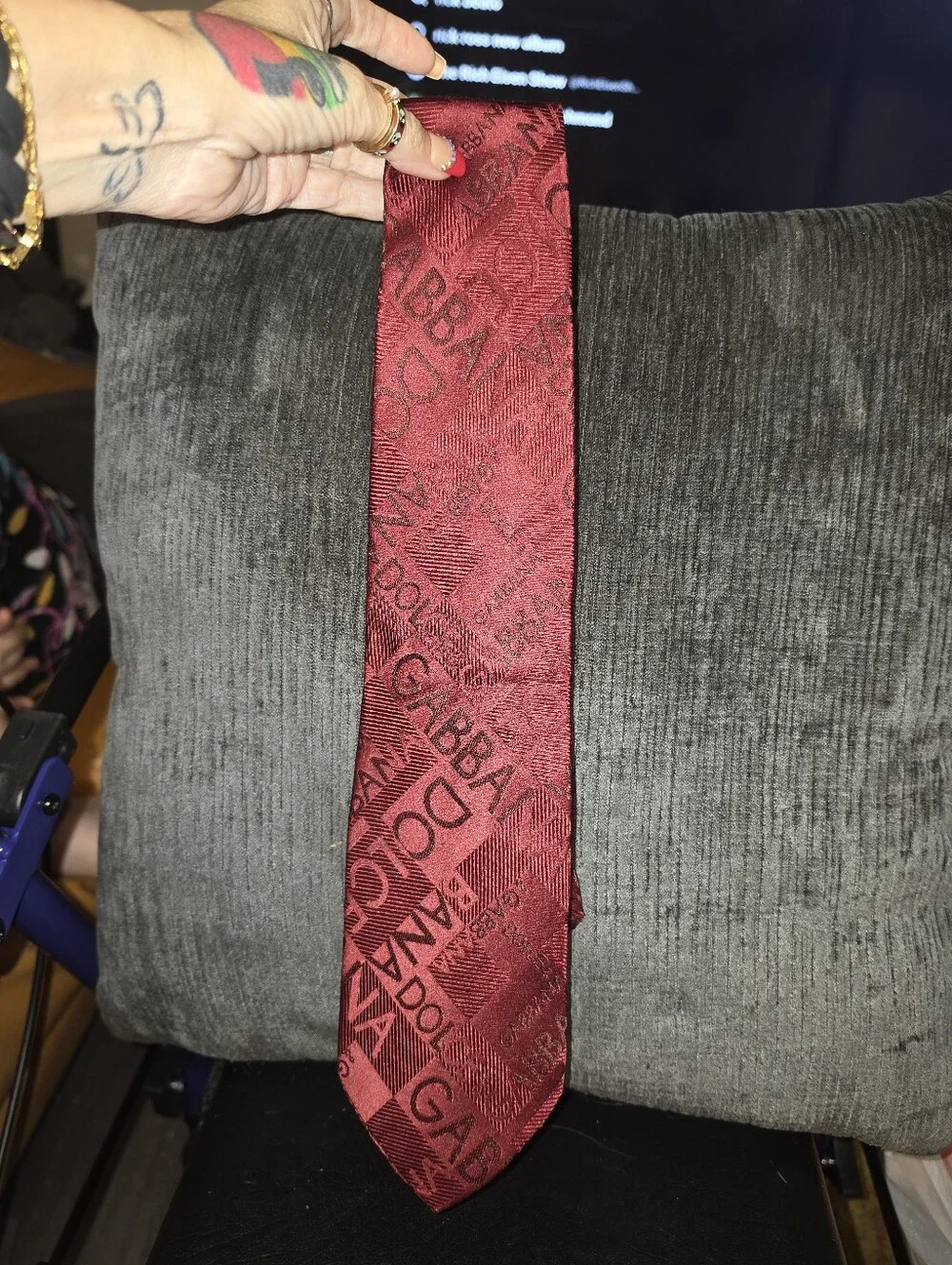 Dolce & Gabbana Wine Red Logo Jacquard Tie